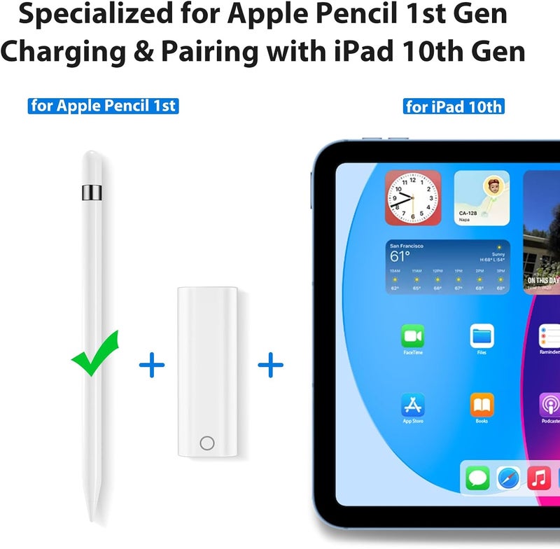 ASKUBSKU محول شاحن قلم رصاص لجهاز آبل قلم الجيل الأول، محول USB-C إلى Lightning لتوصيل الشحن الملحقات USBC الاقتران لجهاز آيباد الجيل 10 11 A16، محول USB-C إلى قلم رصاص الجيل الأول - Image 3